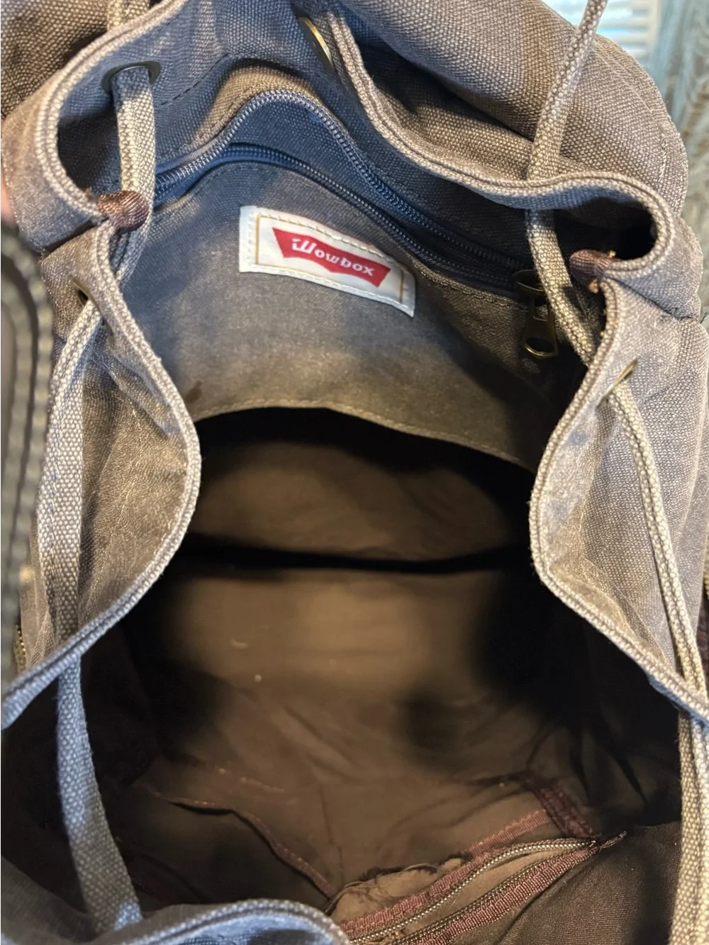 WOWBOX, Lightweight Canvas Backpack with Leather Accents - Brown